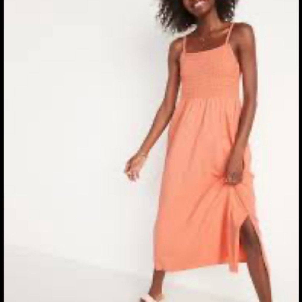 GAP Spaghetti Strap Coral Midi Sundress